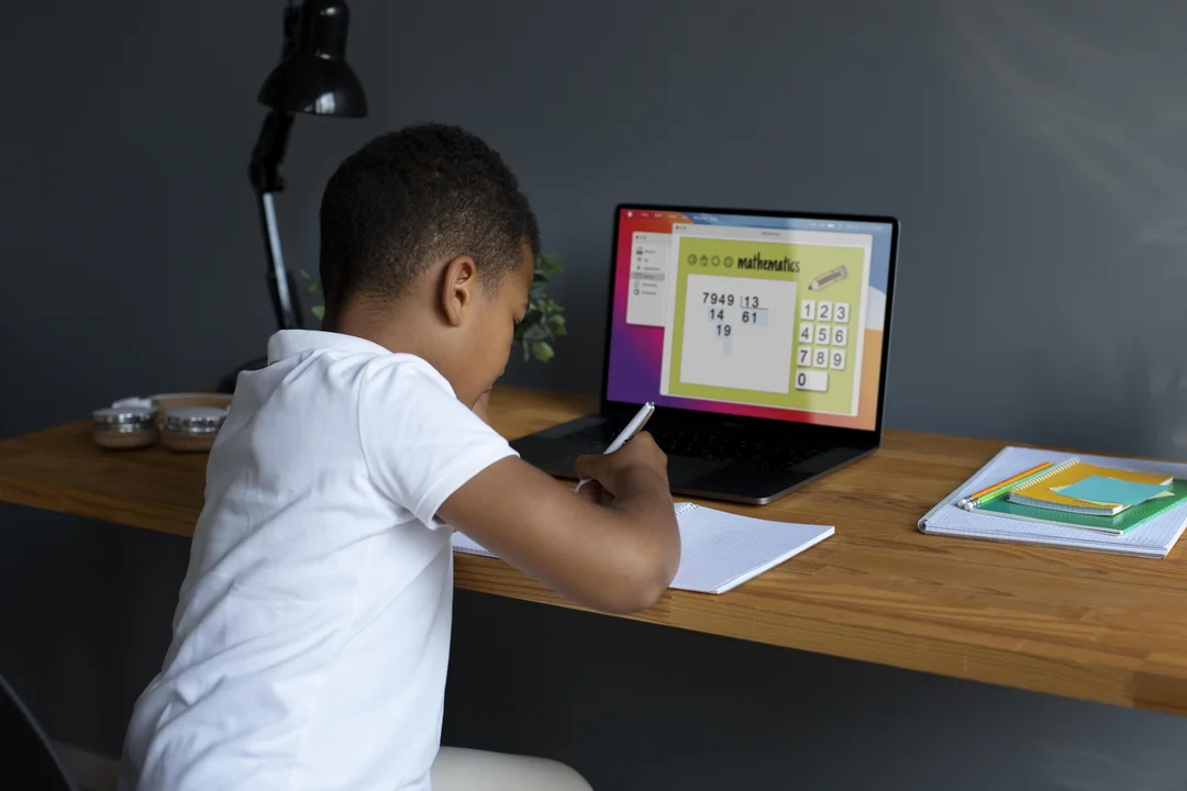 UK primary school children working on a maths activity