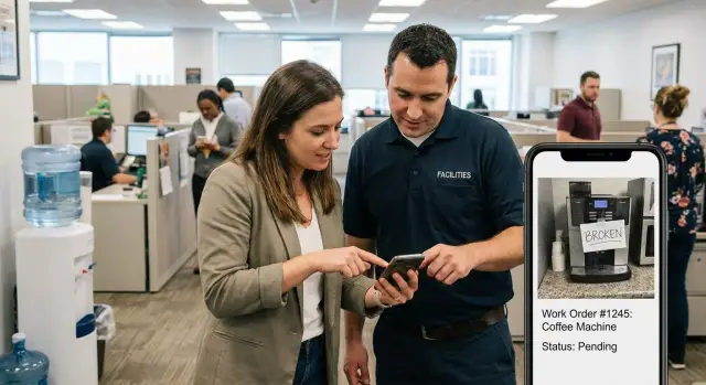 Equipment maintenance request and repair log that teams use