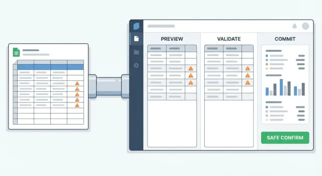 Safe bulk imports: preview, validate, then commit patterns