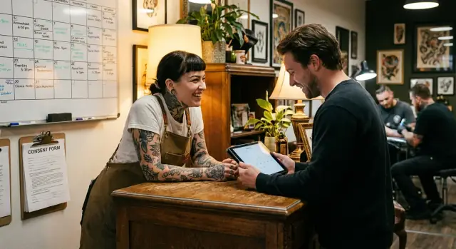 Tattoo studio booking workflow: inquiry to deposit and waiver