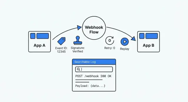 Debug webhook integrations: signatures, retries, replay, event logs