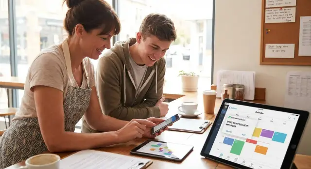 Shift swap and coverage requests app for clear approvals