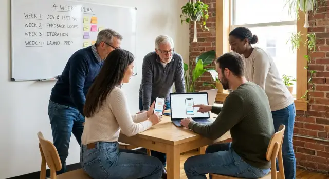 Small-business app launch plan for weeks 1 to 4