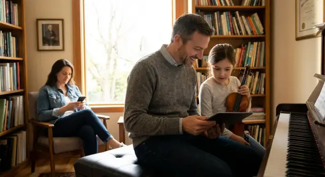 Music lesson notes app for lesson history and practice logs