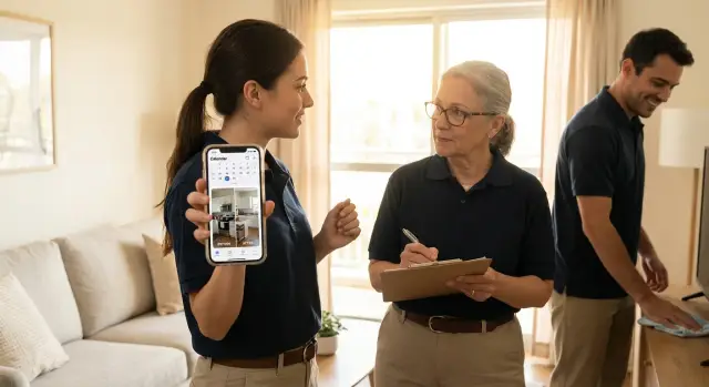 Home cleaning schedule app: calendar, assignments, photo proof